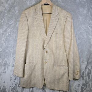 Irvine Park Blazer Sports Coat Mens 39 Linen Viscose Blend Beige Peach Stripe
